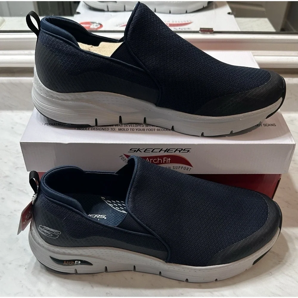Skechers Arch Fit Banlin Slip-On Sneakers Navy Men's 15 Extra Wide New
